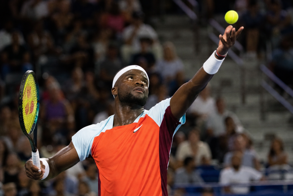 Frances Tiafoe serves during his U.S. Open match