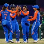 India women's cricket team celebrates during the Women's Asia Cup match against Pakistan