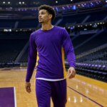Bronny James during Lakers preseason warmups